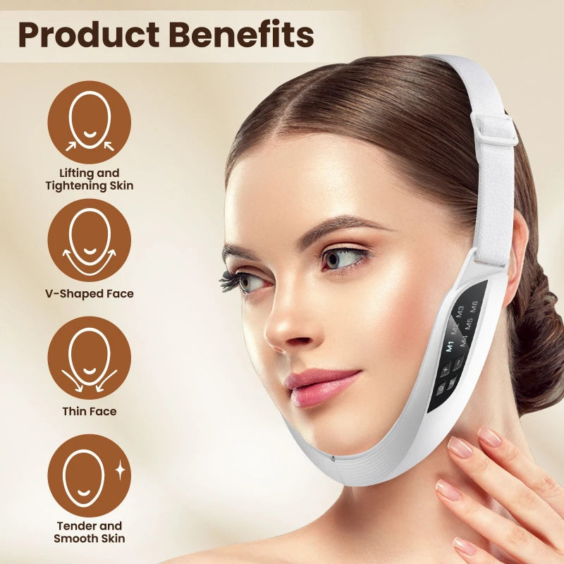 6-mode 8-speed Micro-current EMS Face-saving Instrument V-type Facial Massage Kneading Acupuncture Hammer Lifting Acupressure