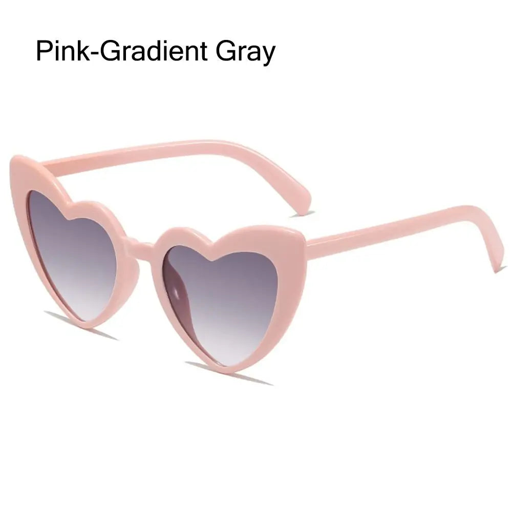 Heart-Shaped Sunglasses Vintage Irregular Pink Heart Sun Glasses Trendy Fashion Street Shooting Shades for Women UV Protection