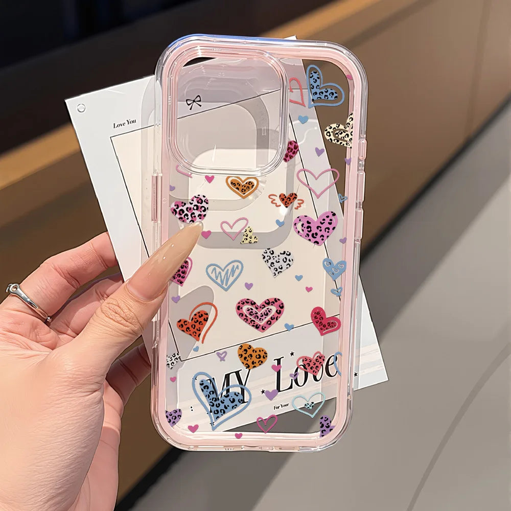 Cute Pink Bow Phone Case For iPhone 17 Pro Max Case iPhone 15 13 14 18 11 12 16 Pro Max Transparent 2 IN 1 Shockproof Soft Cover