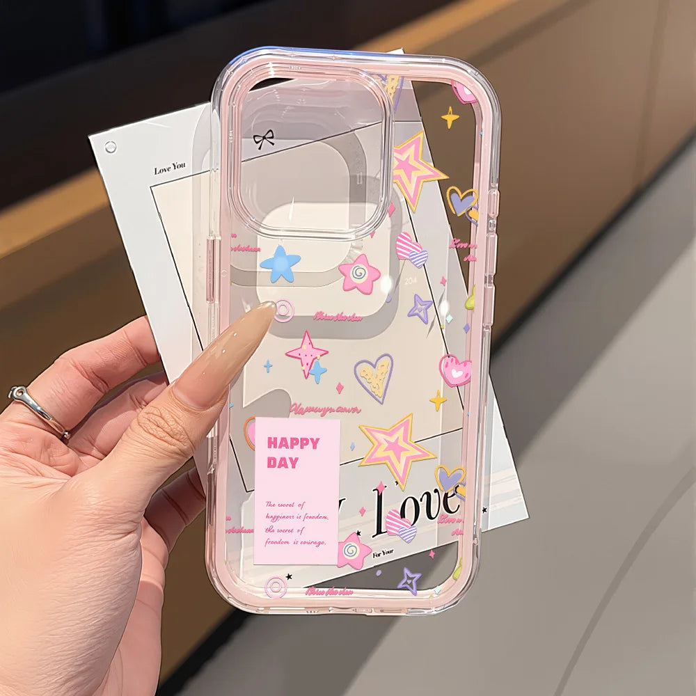 Cute Pink Bow Phone Case For iPhone 17 Pro Max Case iPhone 15 13 14 18 11 12 16 Pro Max Transparent 2 IN 1 Shockproof Soft Cover