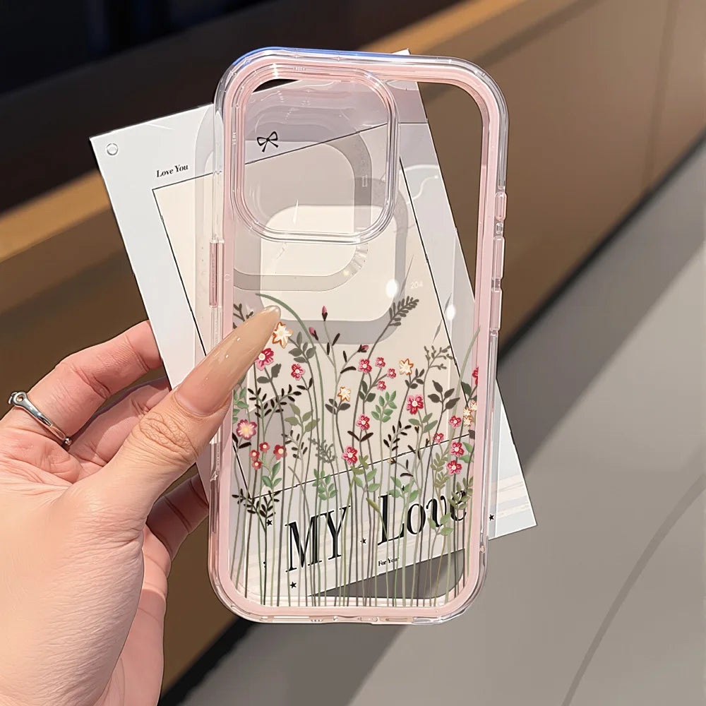 Cute Pink Bow Phone Case For iPhone 17 Pro Max Case iPhone 15 13 14 18 11 12 16 Pro Max Transparent 2 IN 1 Shockproof Soft Cover