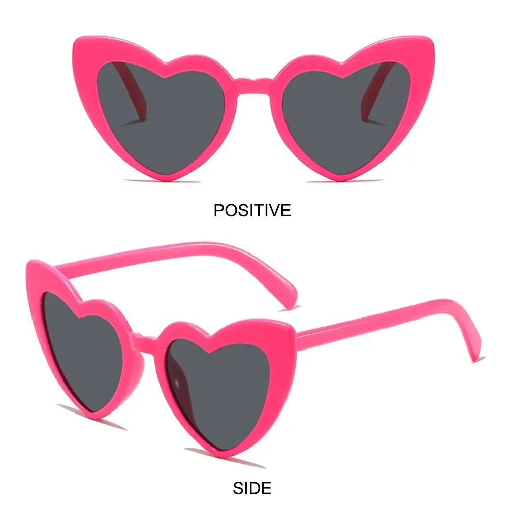 Heart-Shaped Sunglasses Vintage Irregular Pink Heart Sun Glasses Trendy Fashion Street Shooting Shades for Women UV Protection