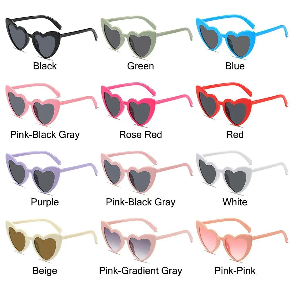 Heart-Shaped Sunglasses Vintage Irregular Pink Heart Sun Glasses Trendy Fashion Street Shooting Shades for Women UV Protection