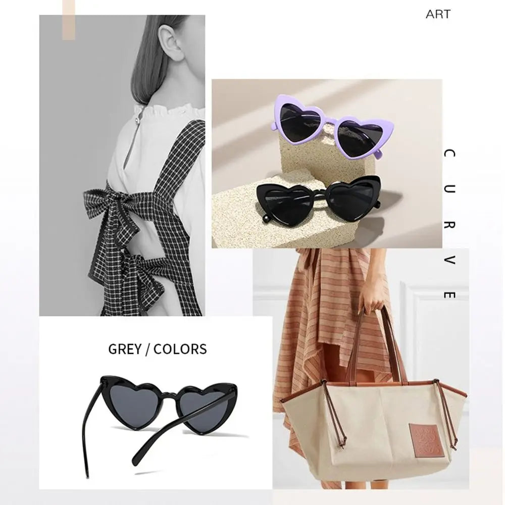 Heart-Shaped Sunglasses Vintage Irregular Pink Heart Sun Glasses Trendy Fashion Street Shooting Shades for Women UV Protection