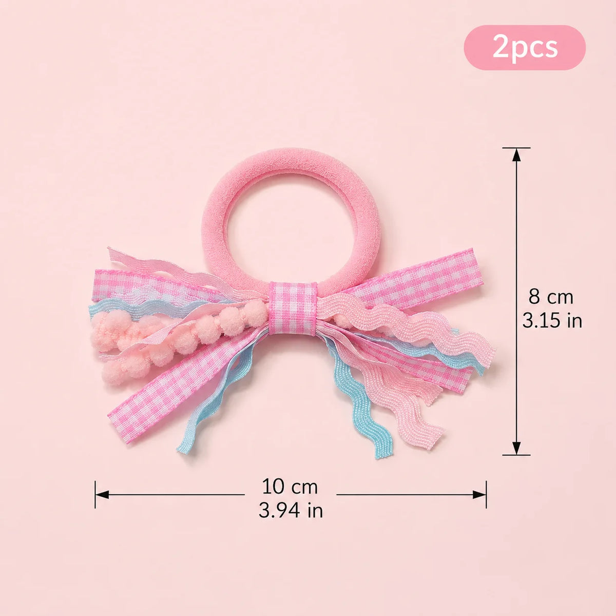 2Pcs/Set Coquette Aesthetic Gingham Bow Hair Ties Y2K Cheked Wave Ribbon Hair Elastics for Girls Kawaii Ponytail Holders