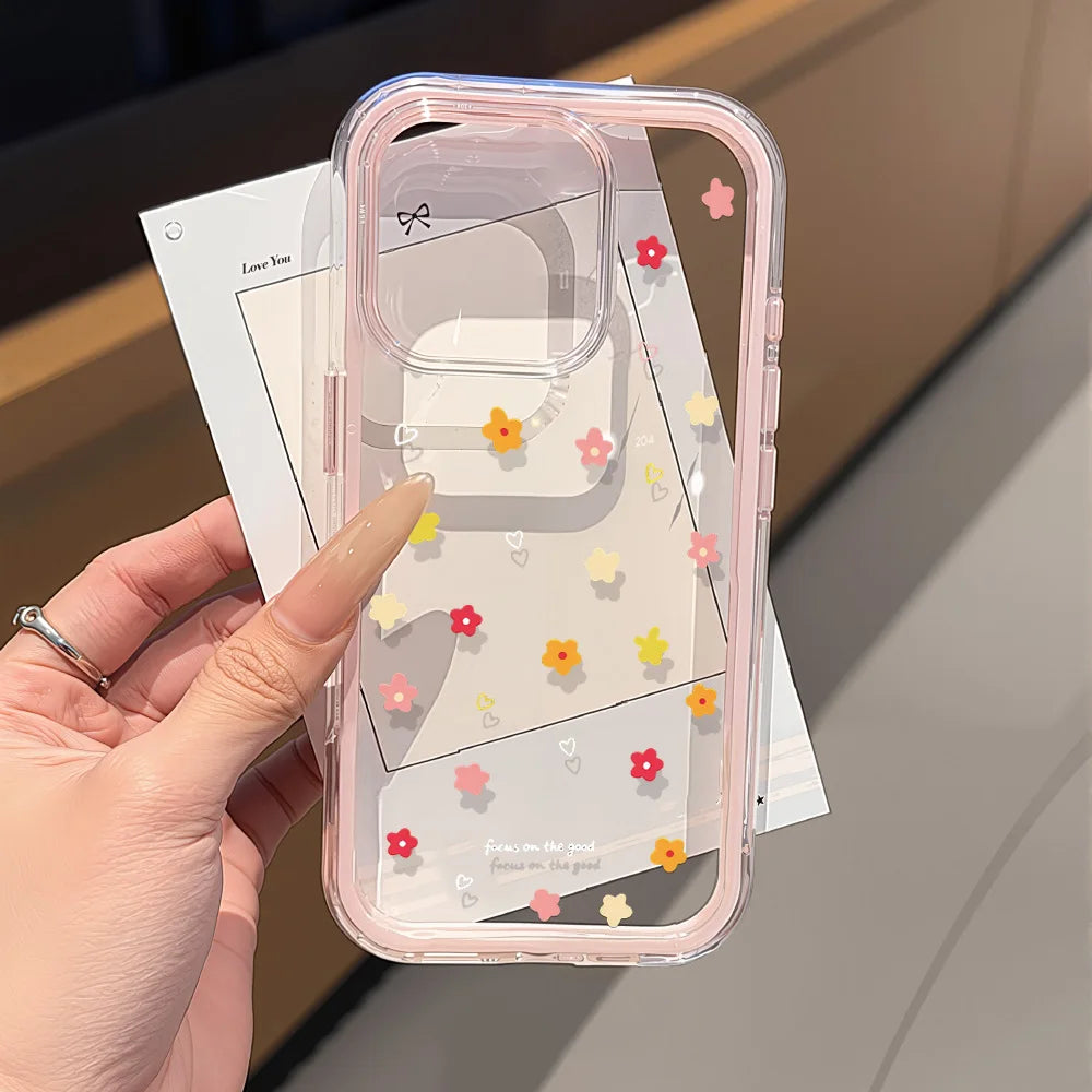 Cute Pink Bow Phone Case For iPhone 17 Pro Max Case iPhone 15 13 14 18 11 12 16 Pro Max Transparent 2 IN 1 Shockproof Soft Cover