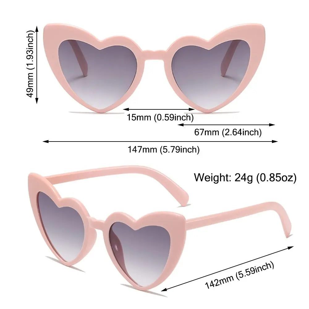 Heart-Shaped Sunglasses Vintage Irregular Pink Heart Sun Glasses Trendy Fashion Street Shooting Shades for Women UV Protection