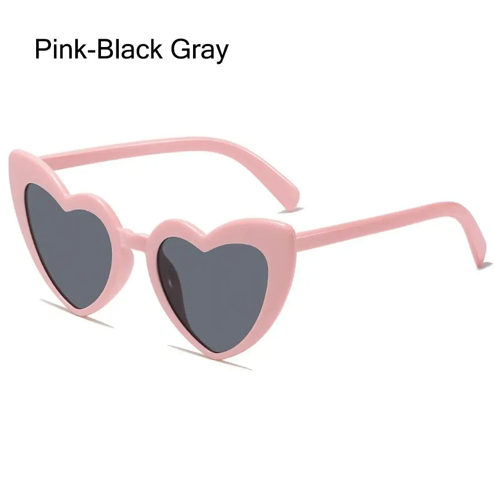 Heart-Shaped Sunglasses Vintage Irregular Pink Heart Sun Glasses Trendy Fashion Street Shooting Shades for Women UV Protection