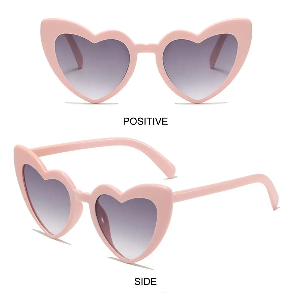 Heart-Shaped Sunglasses Vintage Irregular Pink Heart Sun Glasses Trendy Fashion Street Shooting Shades for Women UV Protection