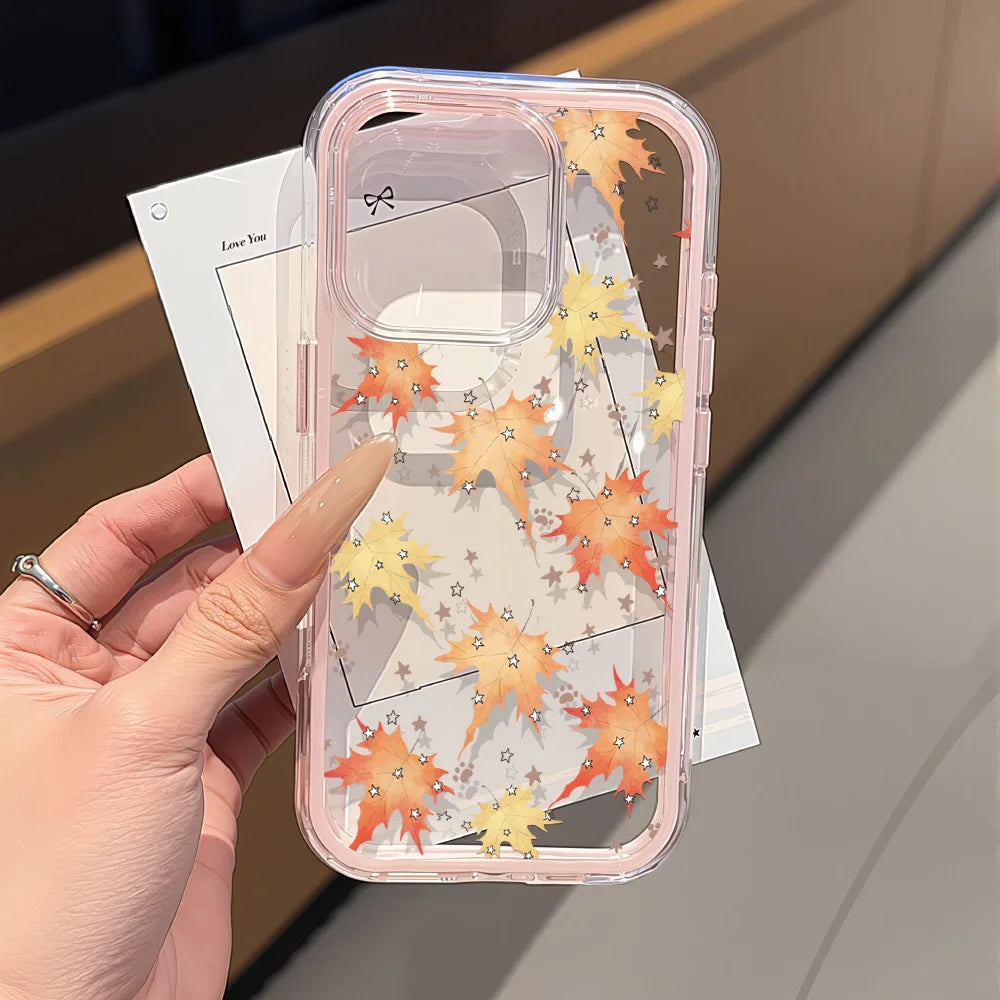 Cute Pink Bow Phone Case For iPhone 17 Pro Max Case iPhone 15 13 14 18 11 12 16 Pro Max Transparent 2 IN 1 Shockproof Soft Cover